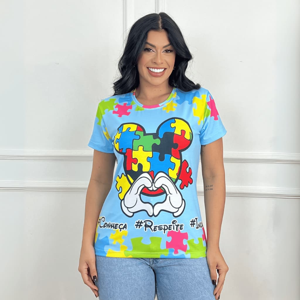 Tshirt Feminina Estampada Premium Autismo Autista Blusa Baby Look Moda Divertida