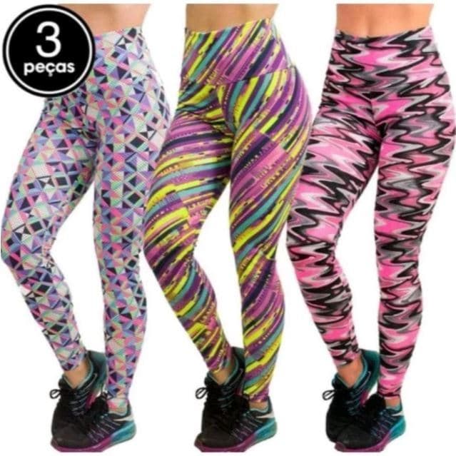 Kit 3 Calça Legging Feminina Tie Dye Levanta Bumbum Academia Fitness Oferta Relampago