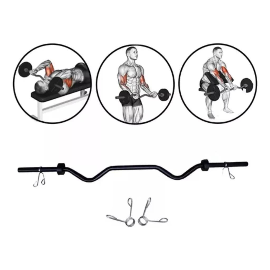 Barra W 1,10 Musculação Academia com Presilhas NEW