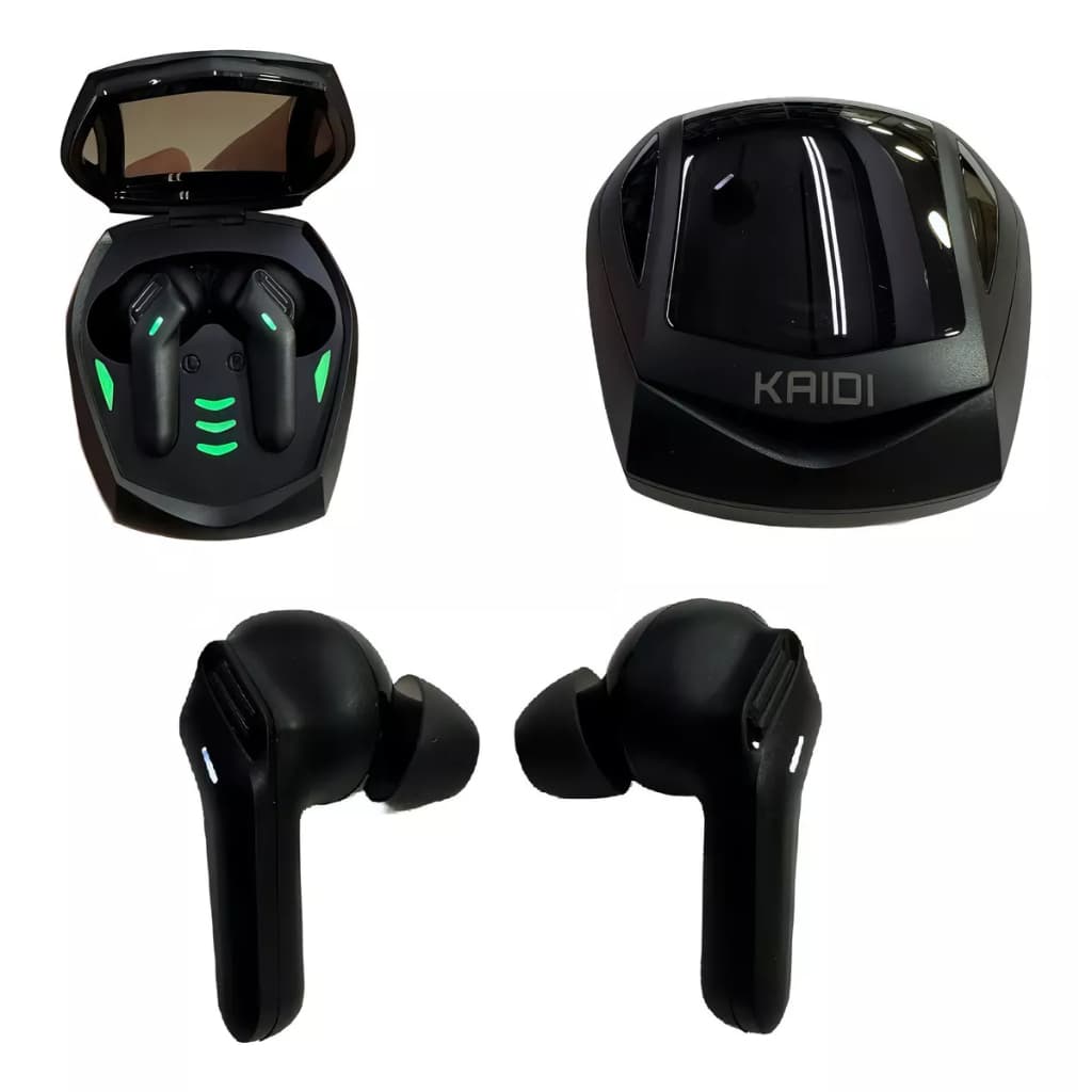 Fones de ouvido sem fio Bluetooth TWS 5.3 com gamer para jogos, academia e treinamento Green Light KAIDI KD-776