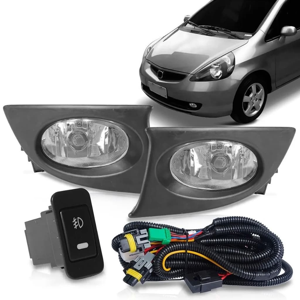 Kit Farol Milha Neblina  Fit 2007 2008 Botão Modelo Original