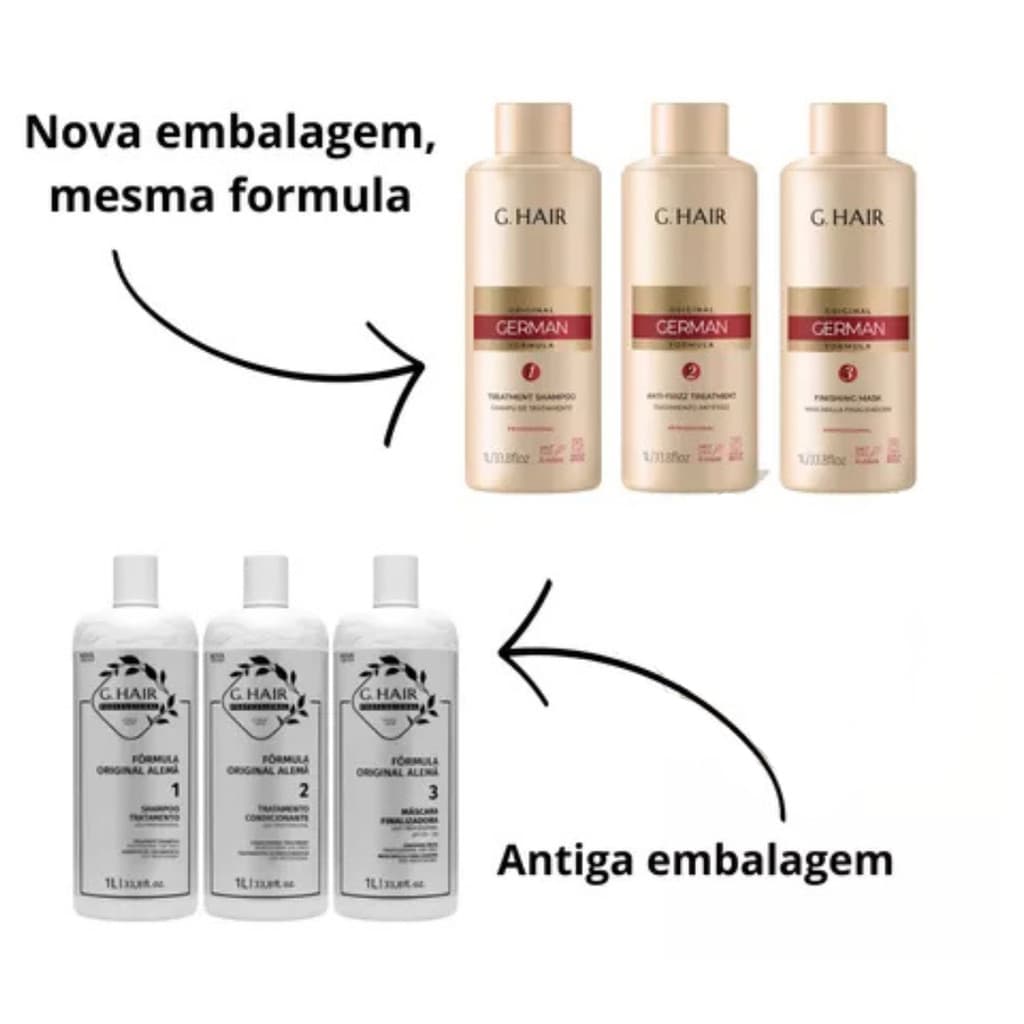 Kit Escova Alisadora German Alemã G hair 3 X 300ml