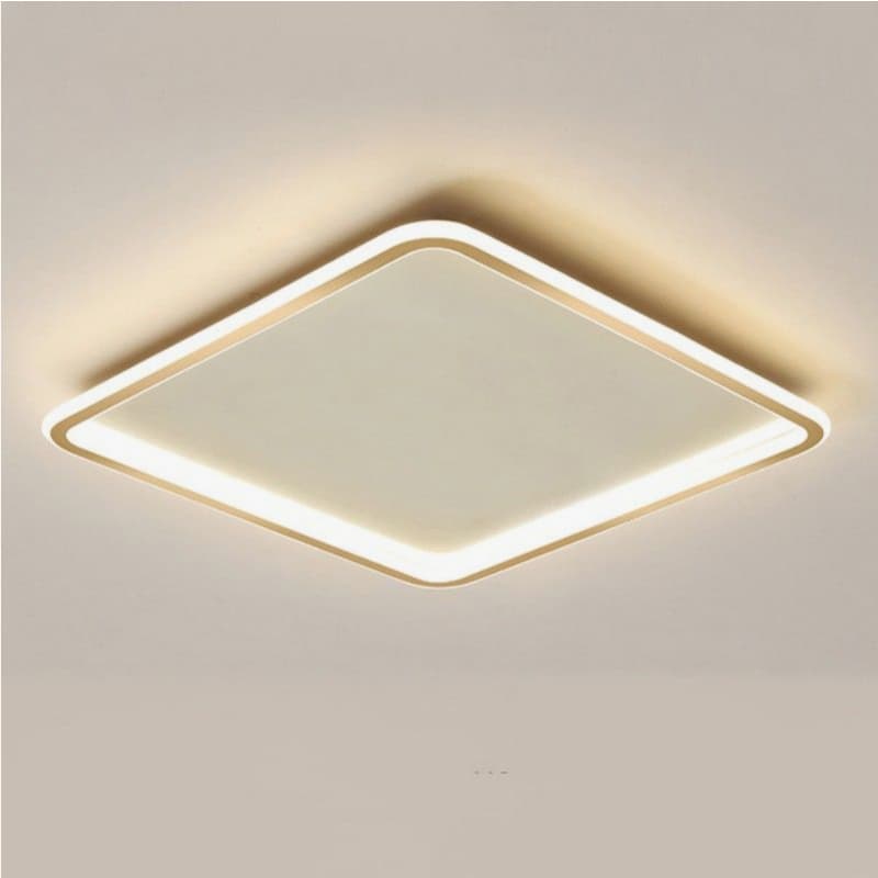 Luminaria Plafon Quadrado Teto 1 Anel Dourado Minimalista Moderno Bivolt (110V/220V)