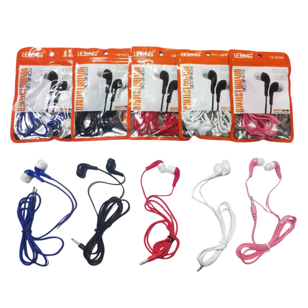 Kit 10 / 20 / 30 / 40  Fone de ouvido Intra-Aurícula Estéreo Sem microfone plug P2 P3 Para Celular Tablet