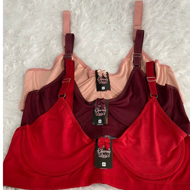 Kit 3 Sutiã Meia Taça Duplo Com Arco Sem Bojo Poliamida J