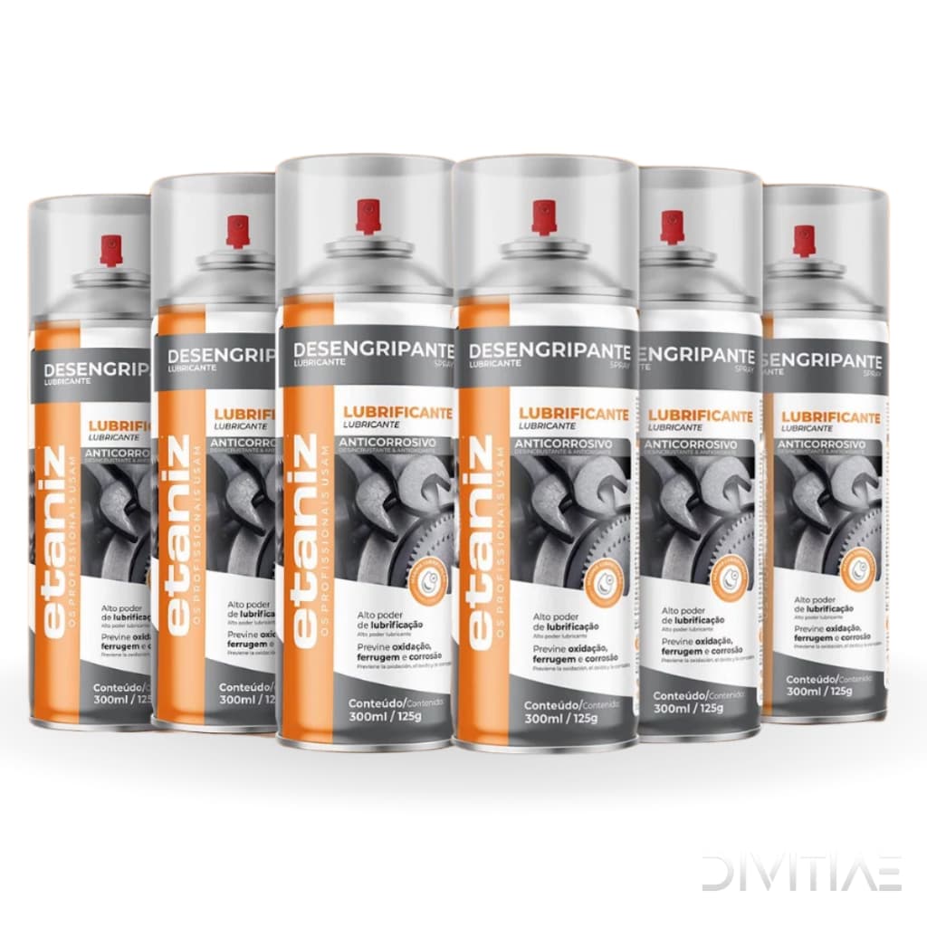KIT 6 Desengripante Antiferrugem corrosão Spray Etaniz 300ml Original