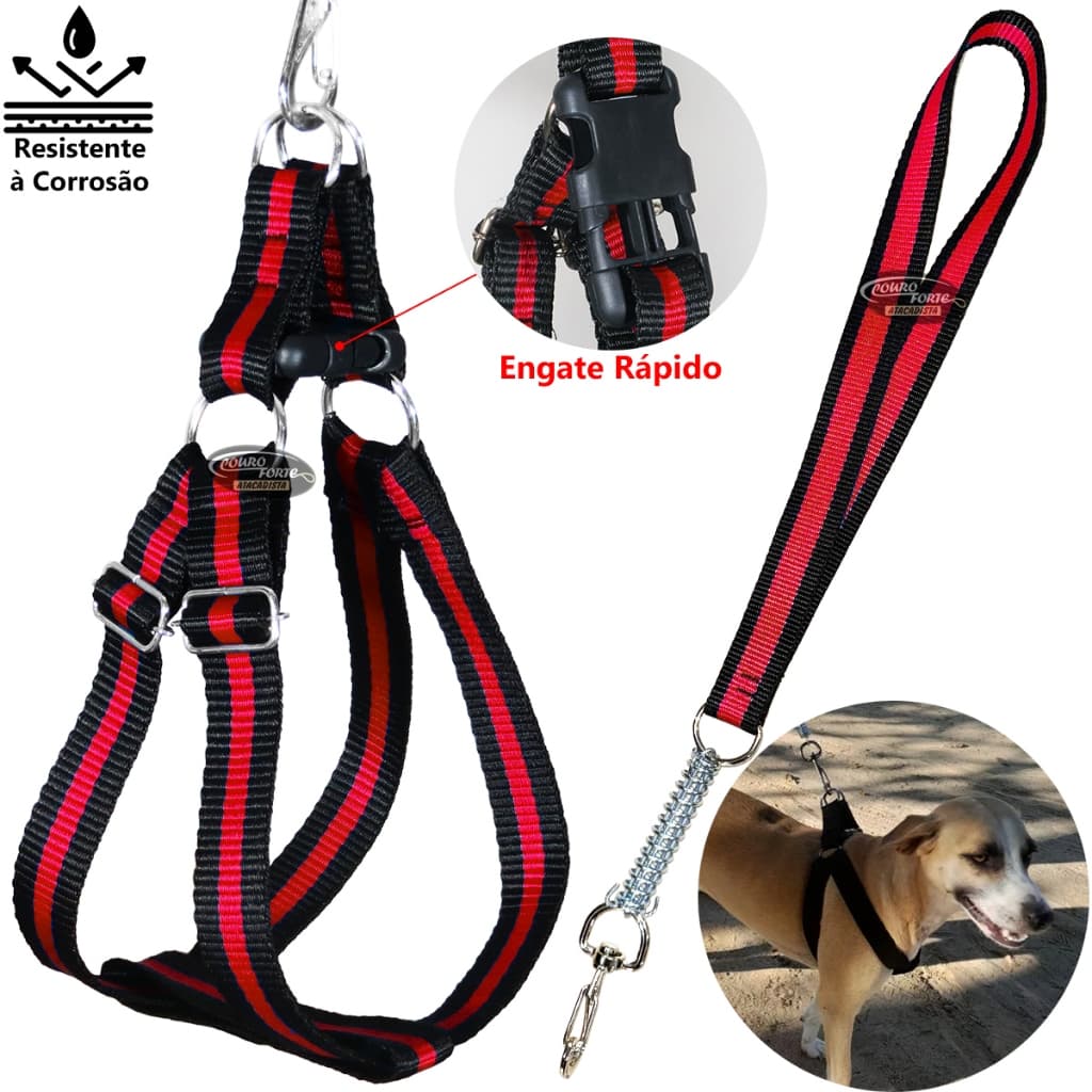 Coleira pra cachorro pequeno médio e grande forte Peitoral regulável Boxer Labrador Akita anti puxão