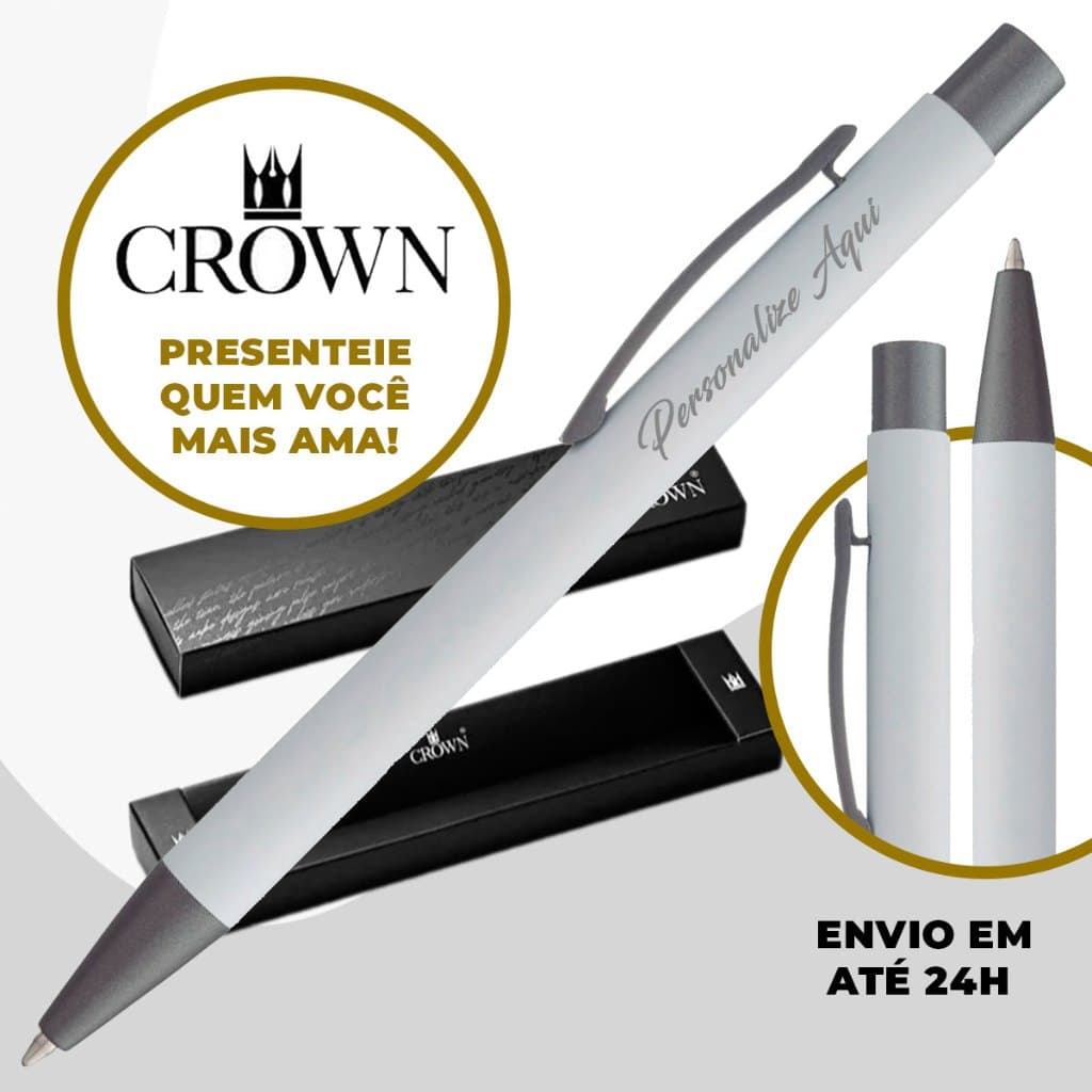Caneta Personalizada Original Crown Gothic  Gravação Nome Logo Presentear Formando Estudante