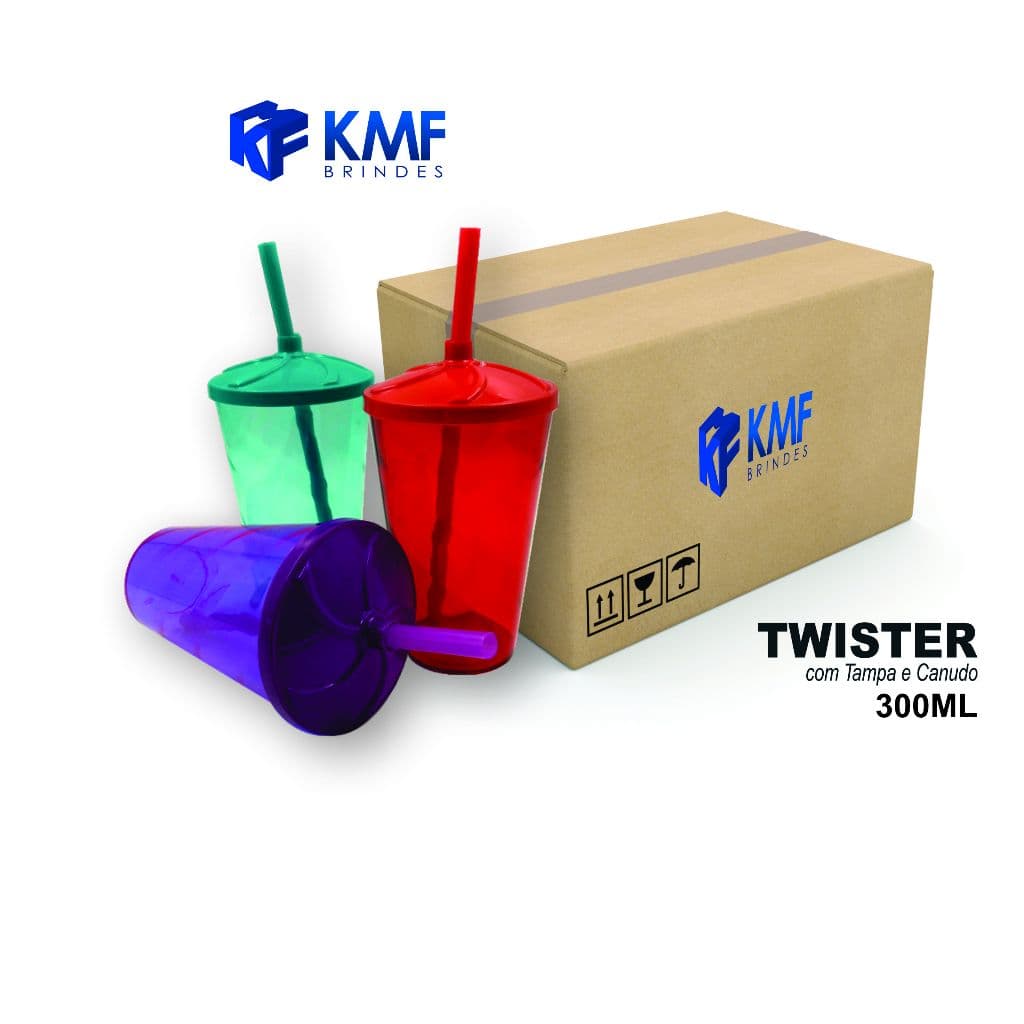 20 Copos Twister 300ml com Tampa Acrílico Festas, Aniversários, Eventos, Casamentos - Fabricante