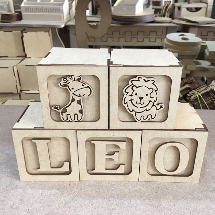 Kit 6 Peças Cubo Decorativo Com Nome Letras Em Madeira Mdf Personalizado Daco Bloco Nome De Bebe
