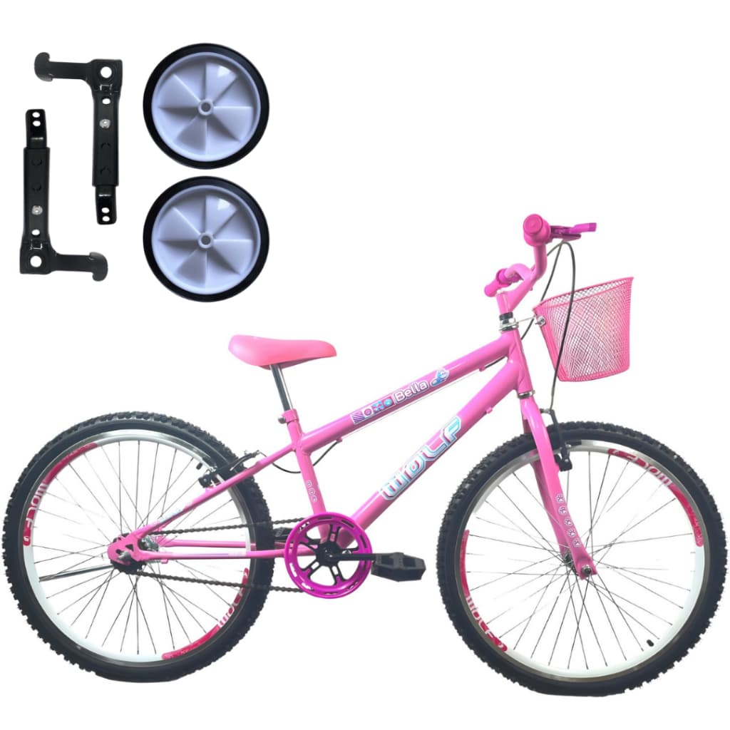 Bicicleta Aro Infantil 24 Mtb Feminina V-break + rodinha