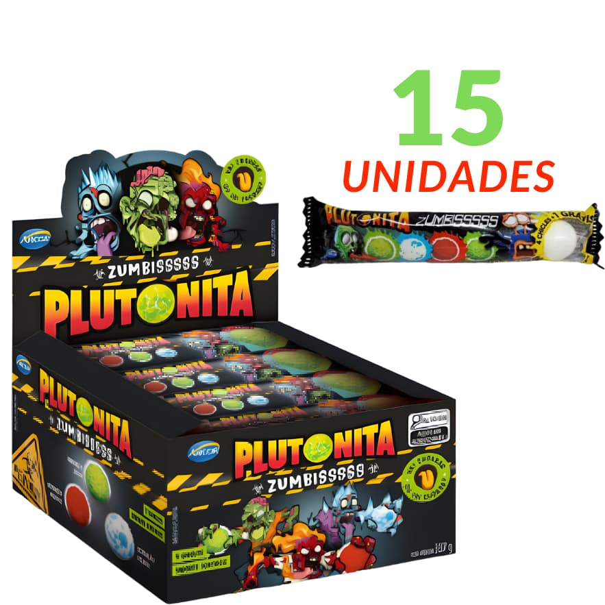 Chicle Plutonita Zumbis Nova Embalagem 4 Sabores Com 15un - Arcor
