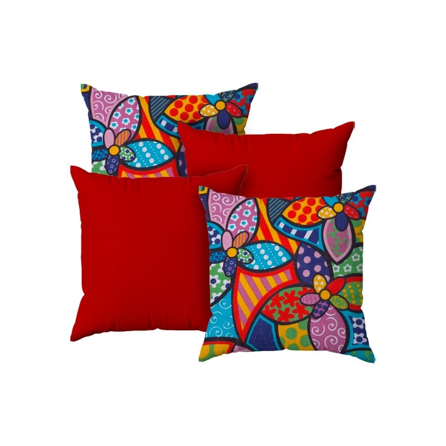 kit Com 04 Capas Para Almofadas Decorativas Lisas e Estampadas Com Zíper Sala  Sofá