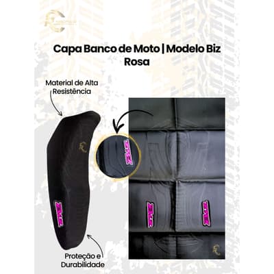 Capa de Banco de Moto Emborrachada Personalizada Biz Etiqueta Rosa 100 /Biz 110 /Biz 125