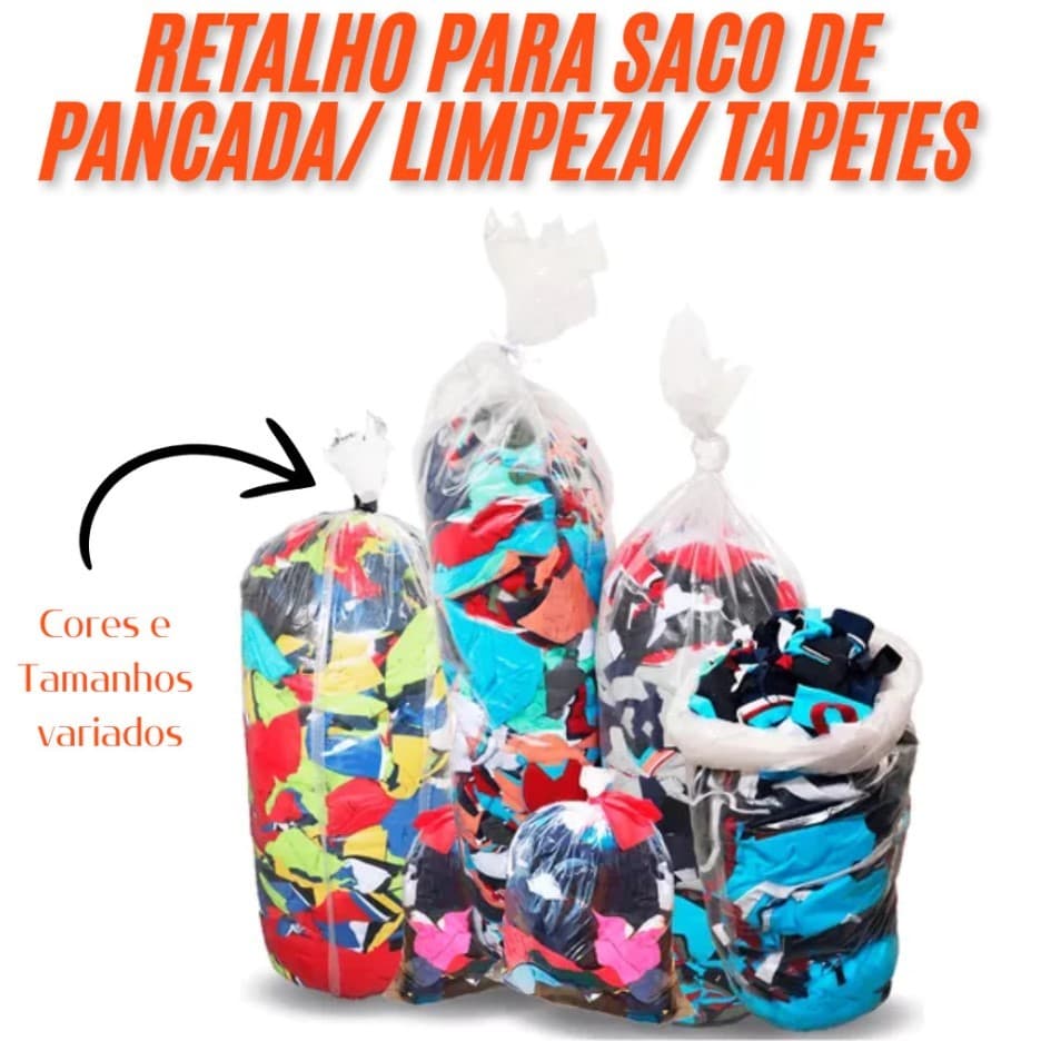Saco Kit Retalho para Tapete Limpeza Saco de Pancadas 3kg 5kg e 10kg