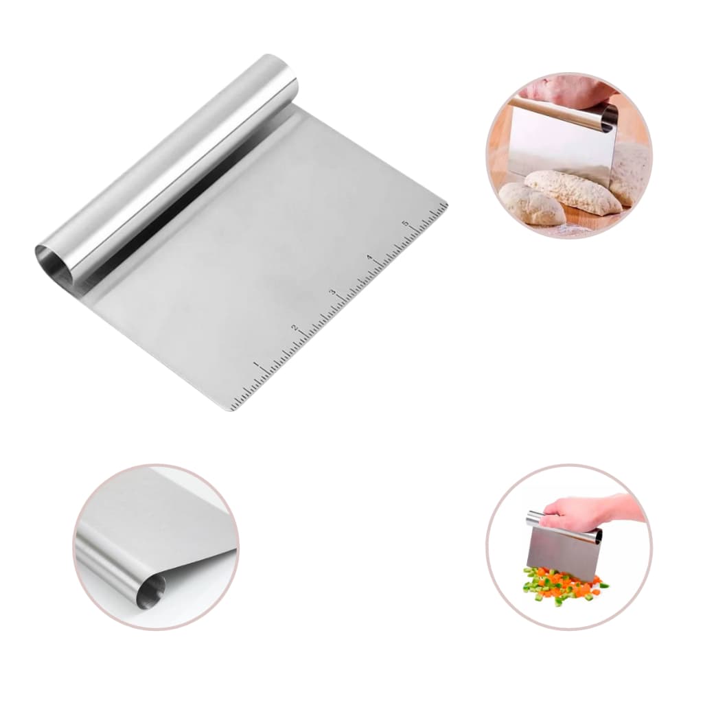 Espátula Inox Kit Com 10  Raspador Cortador De Massa Com Cabo 15cm Massa Pão Padaria Boleira