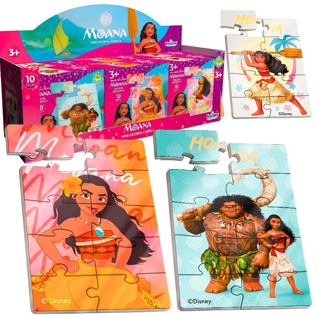 Moana Lembrancinha Aniversário Quebra Cabeças Em Madeira Infantil Menina