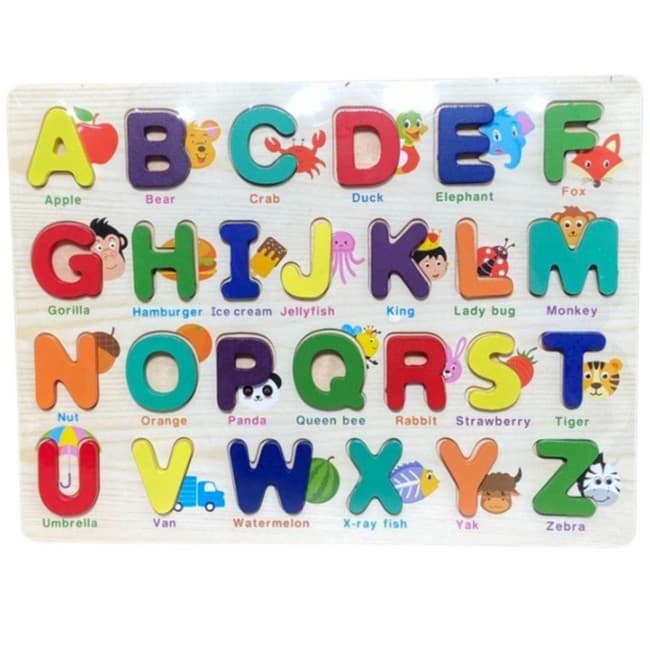 Jogo de encaixe Alfabeto Educativo Vogais Pedagógico Letras coloridas Montessoriano em MDF (Madeira)