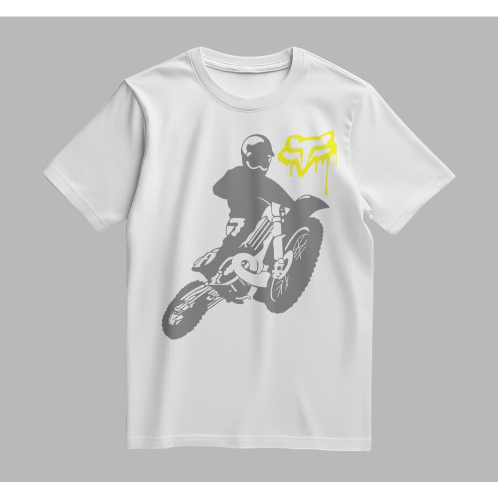 Camiseta Básica Estampa de Moto Amarela Casual Confortável Cores