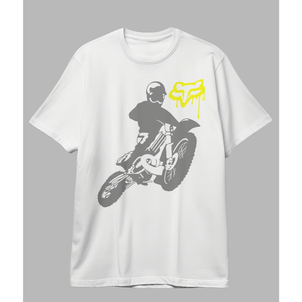 Camiseta Oversized Estampa de Moto Amarela Casual Confortável Cores