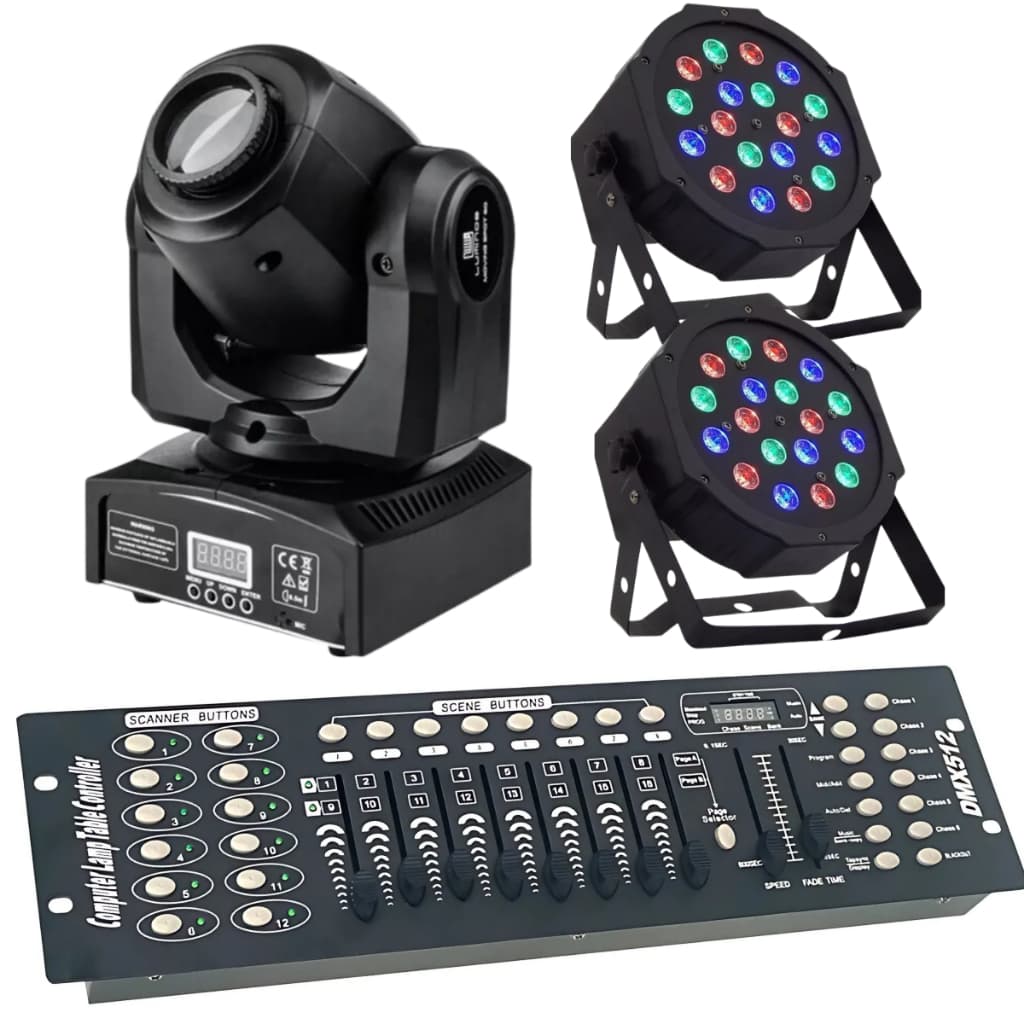 Kit 2 Canhão Refletor de luz + Mesa Dmx 512 192 canais + Moving Head Light Spot Beam Iluminação DJ