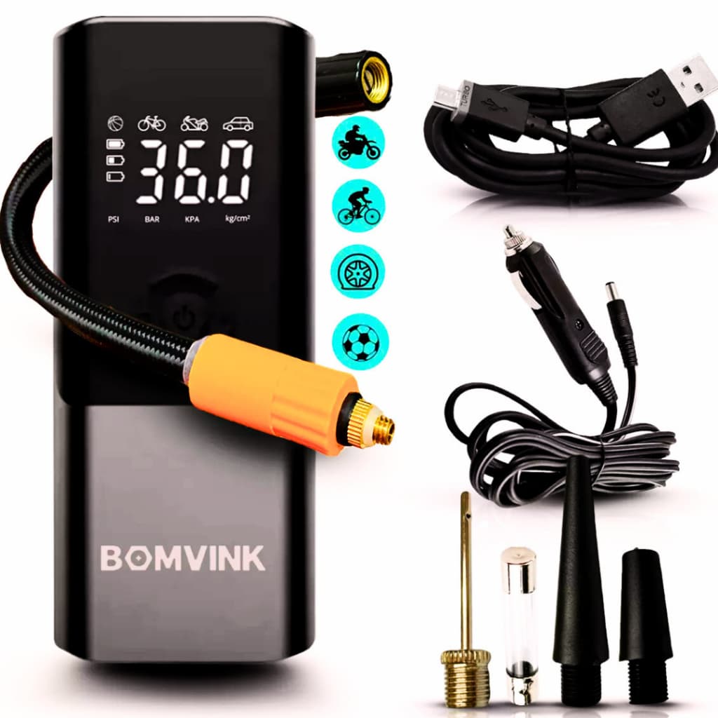 Compressor Calibrador Bomba Pneu Digital Ar Para Carro Moto Bike