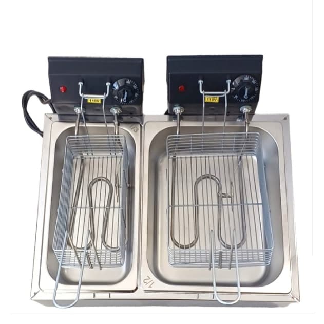 Fritadeira elétrica 8 litros profissional inox 2 cubas