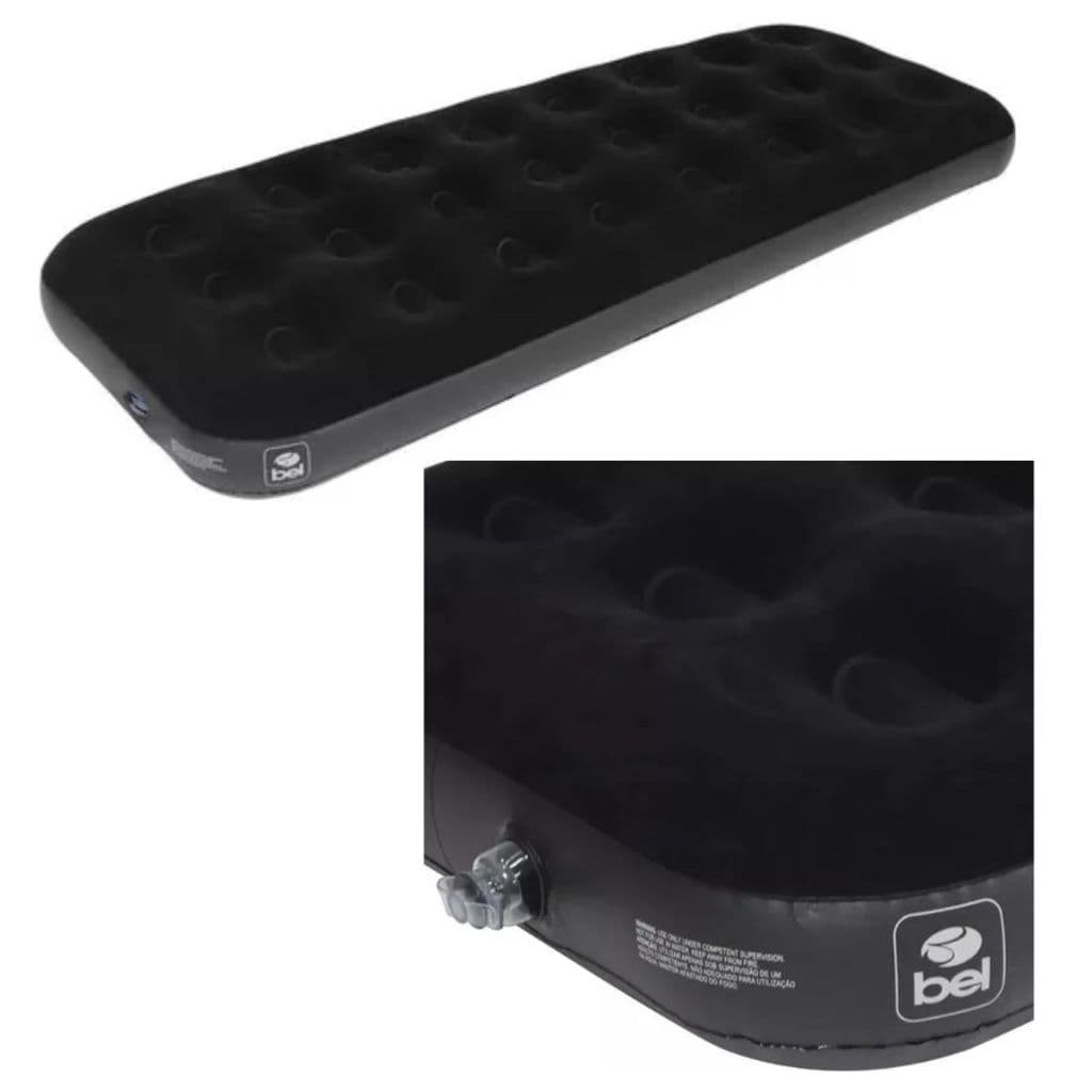 Colchão Inflável Solteiro Camping Deluxe Comfort Preto Bel