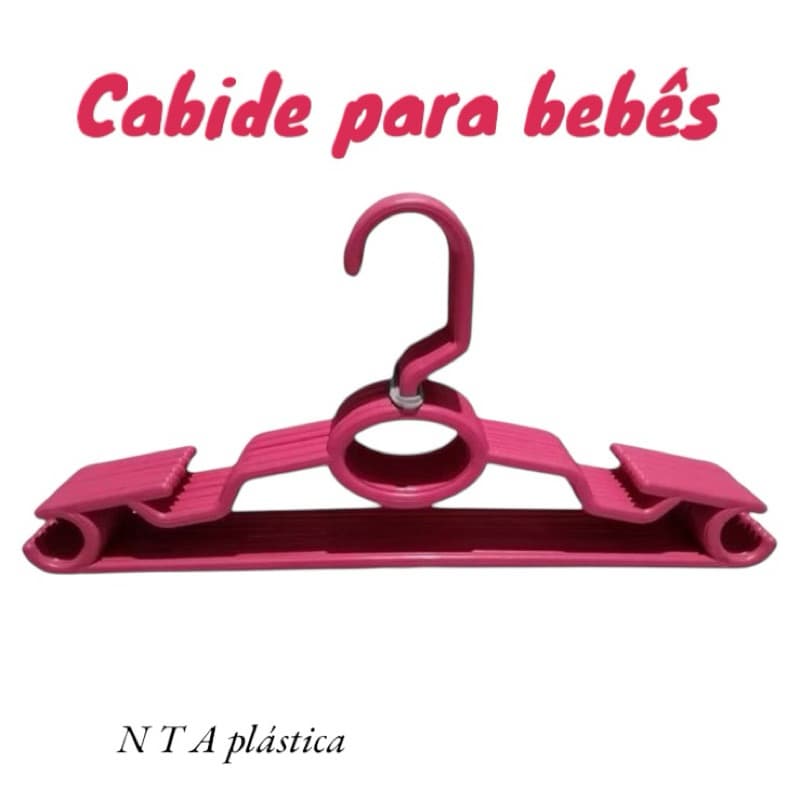 kit 50 cabides infantil bebê bem reforçado na cor rosa prastico para roupa resistente