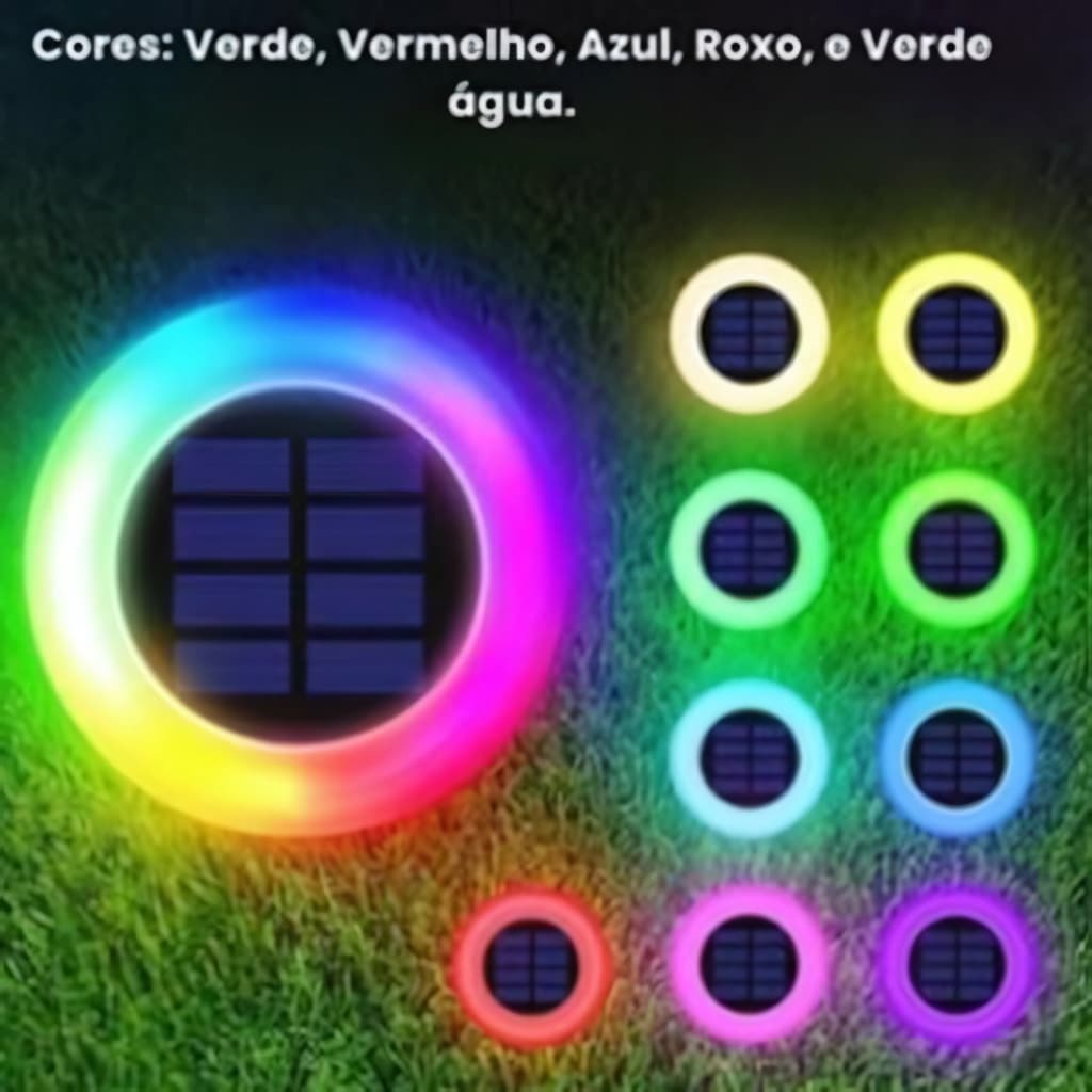 Kit 4 Luminária Espeto Jardim Energia Solar LED RGB Redondo Colorido