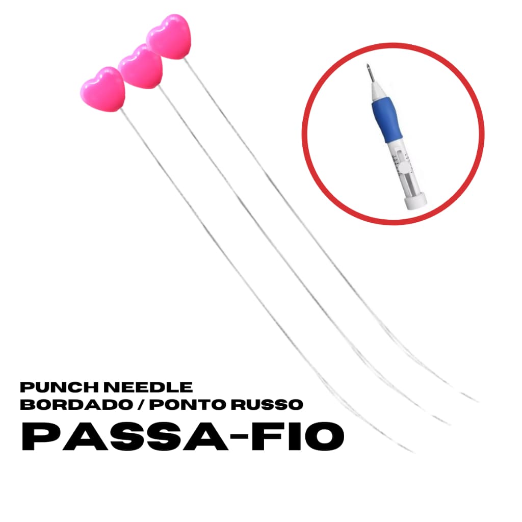 Passa-fio para ponto russo Punch Needle Bordado resistente 23cm passador de linha