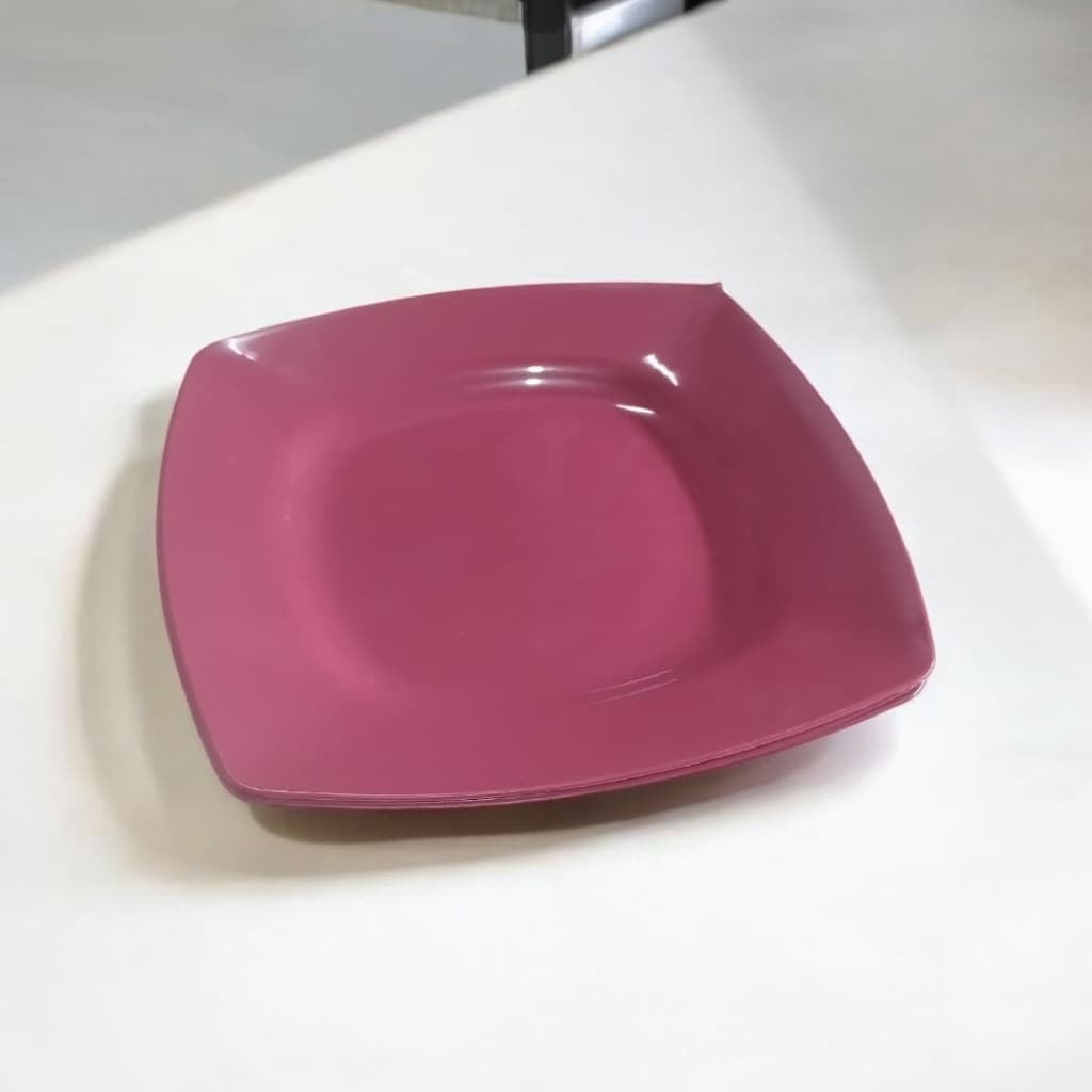 10 Prato Quadrado Pequeno Plástico Rosa Sobremesa Eventos