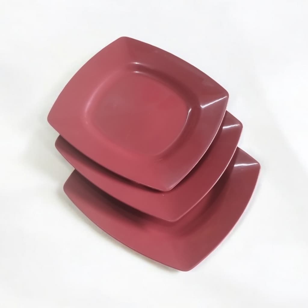 10 Prato Quadrado Pequeno Plástico Vermelho Sobremesa Eventos