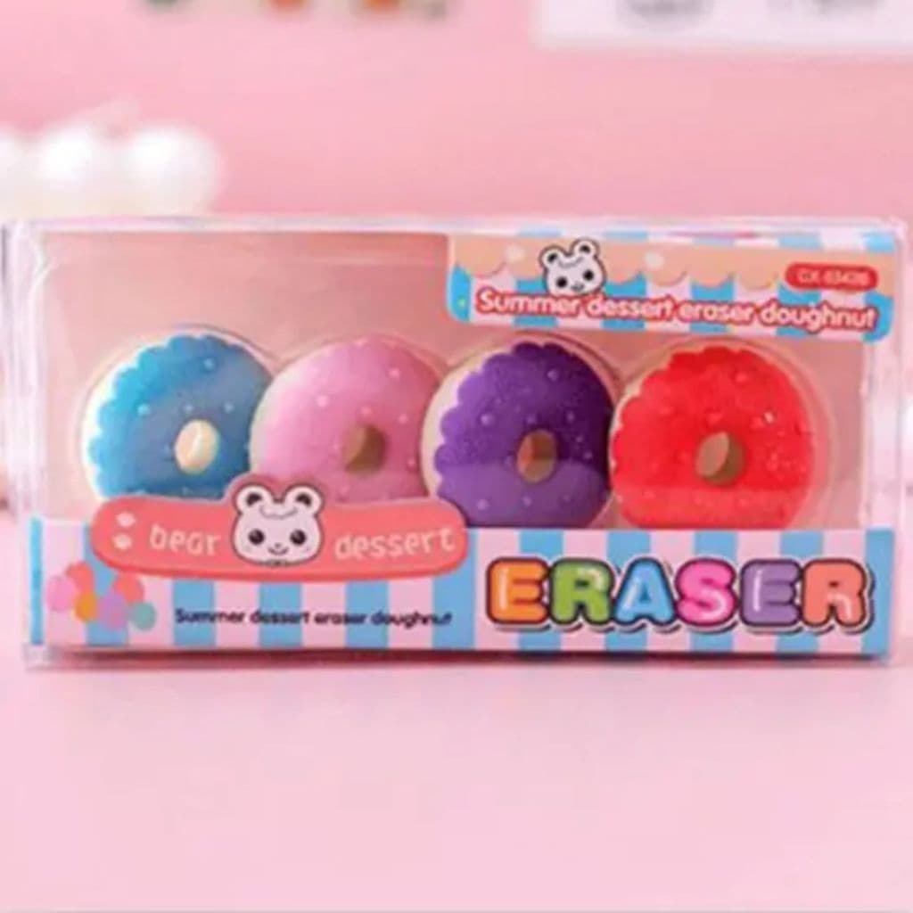 KIT 04 BORRACHAS DONUTS DESMONTÁVEIS - PAPELARIA FOFA
