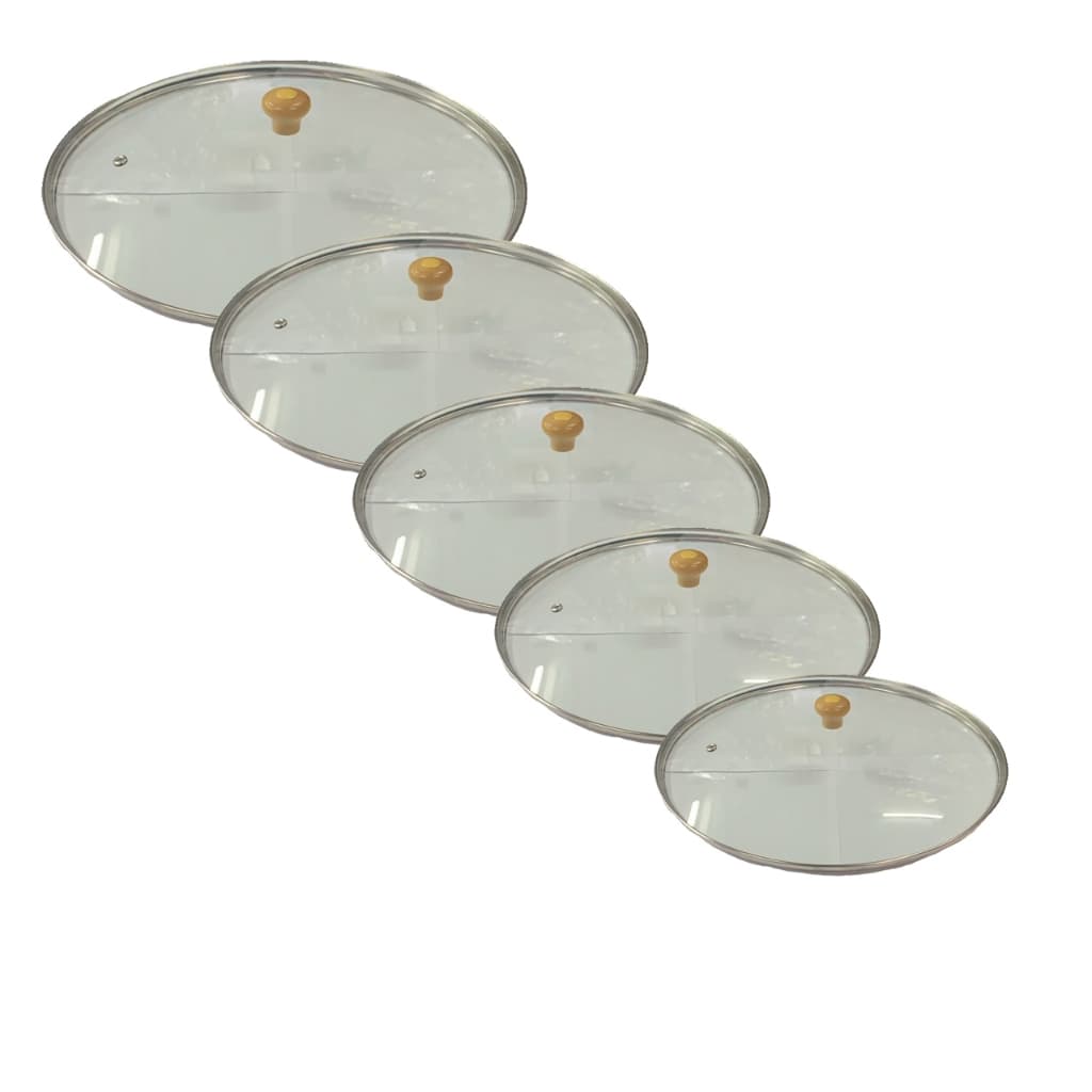 Kit 5 Tampas Vidro Temperado Para Panelas Tacho Frigideira 16 a 24 Super Oferta