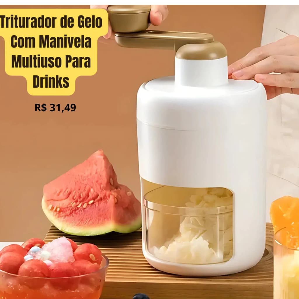 Triturador de Gelo Com Manivela Multiuso Para Drinks