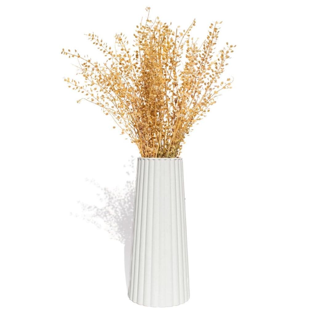 Vaso Solitário Artesanal em Cimento com Listras Elegantes 17,5cm