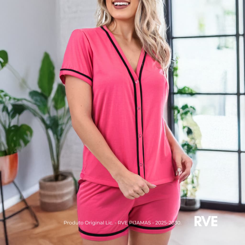 Baby Doll Curto Aberto Pijama Feminino de Botão Americano Blogueirinha Cirúrgico Master Conforto
