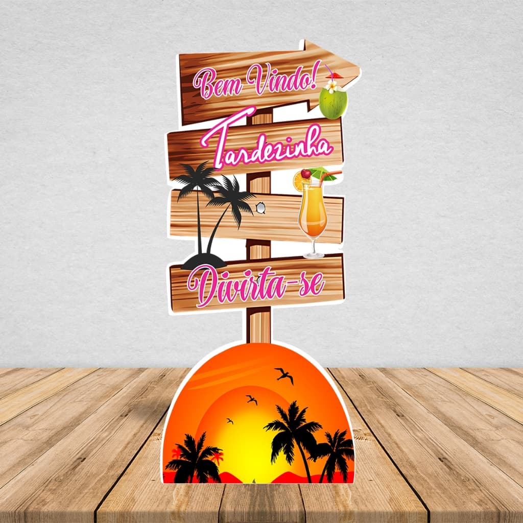 Totem Placa Display MDF Adesivado Pézinho Tardezinha Setas 65cm
