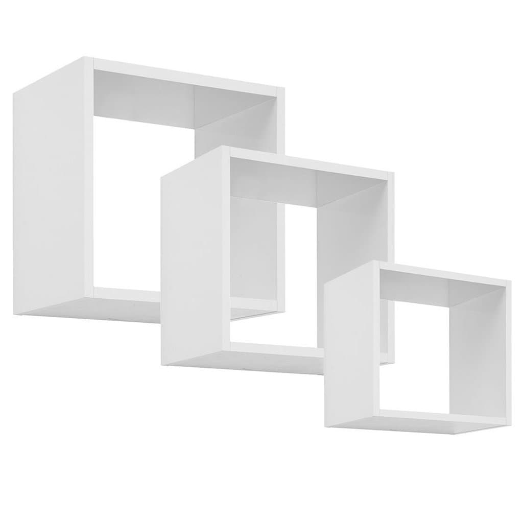 Kit 3 nichos quadrados MDF branco decoração quarto banheiro sala