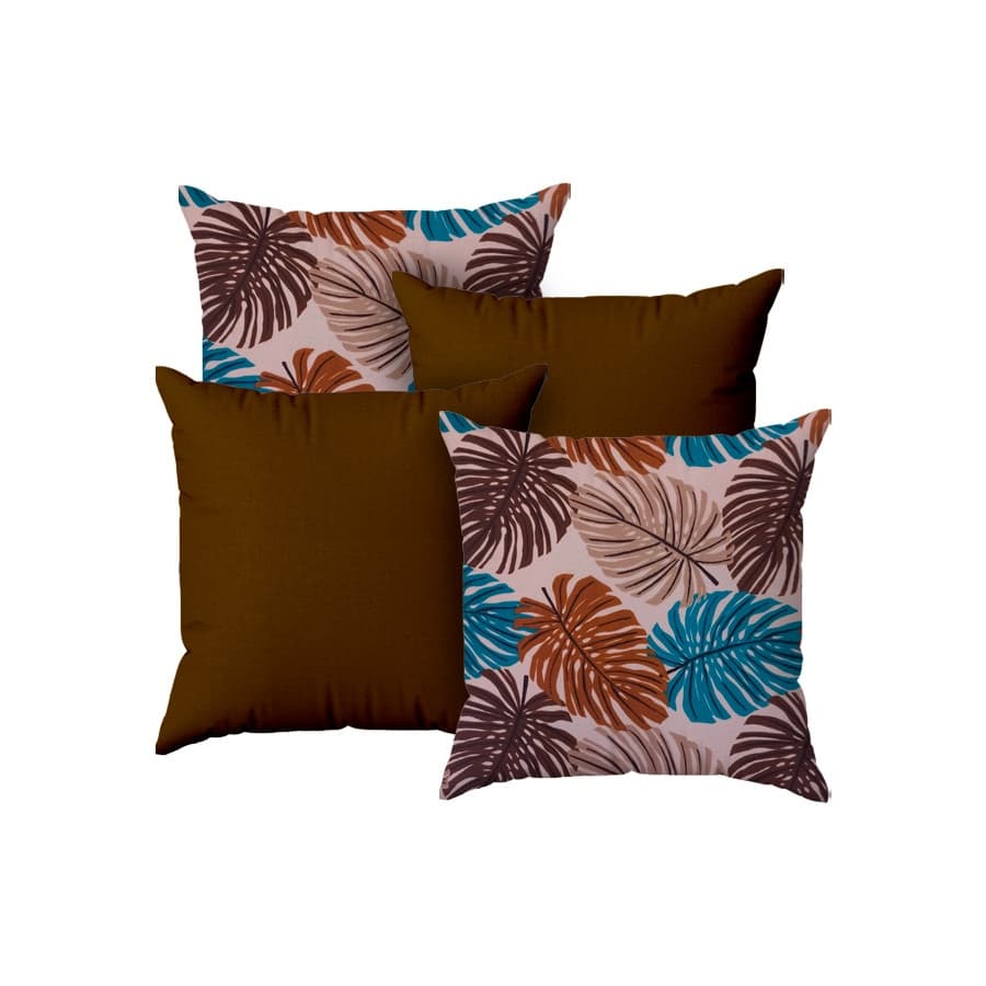 kit 04 Capas Para Almofadas 45x45 Decorativas com Zíper Floral Estampado Sala Sofá