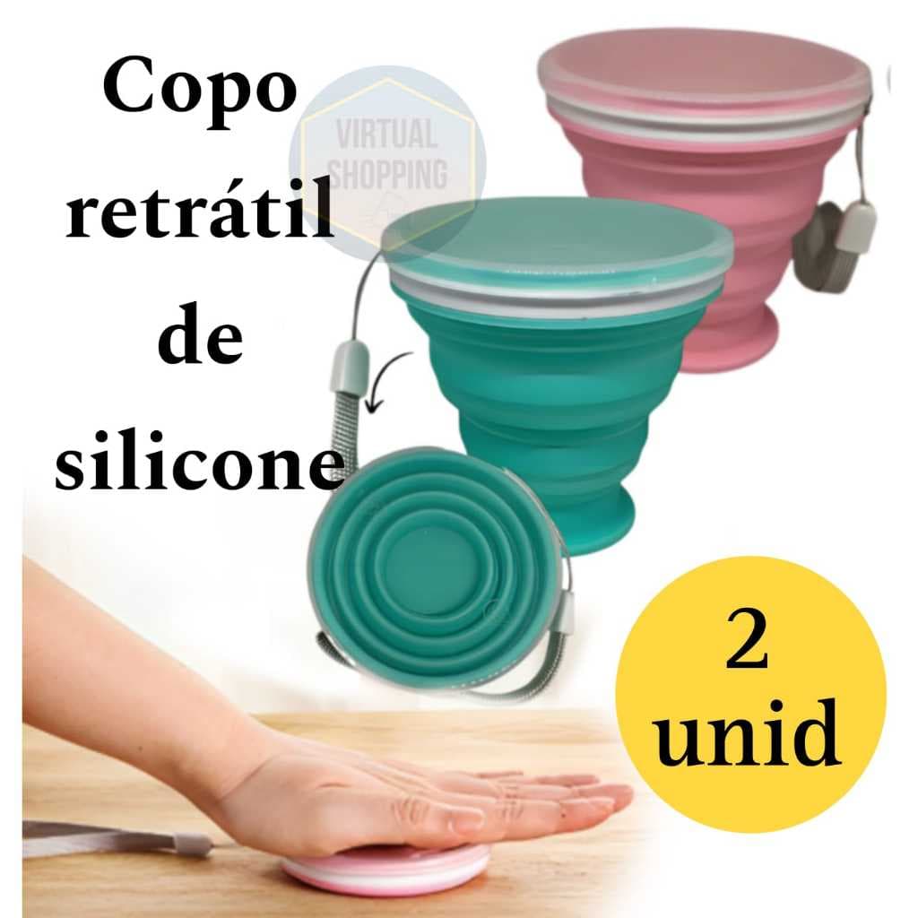 Copo De Silicone copo retrátil de Silicone com tampa Reutilizável 200ml
