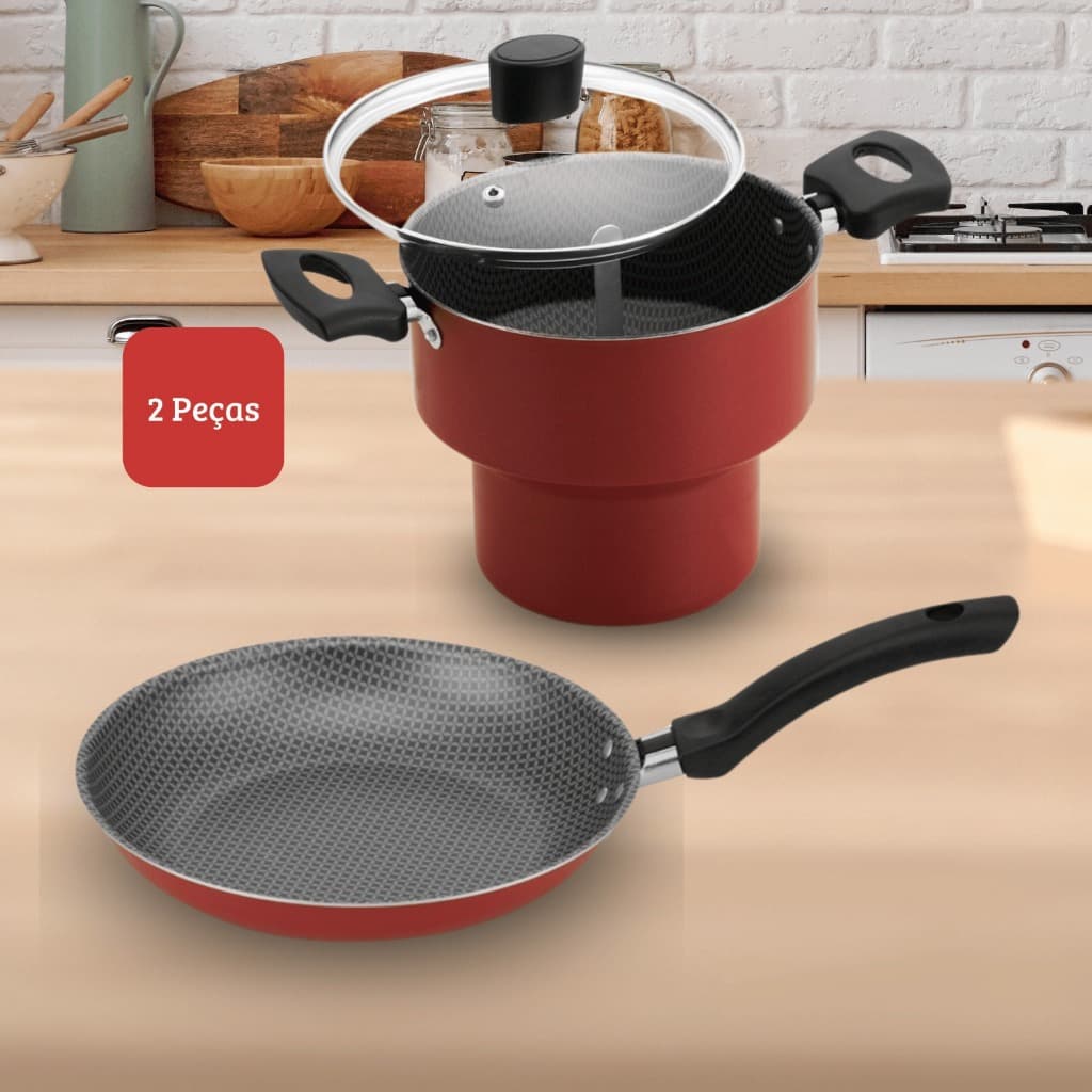 Cuscuzeira + Frigideira Francesa n22 Antiaderentes 2 pçs