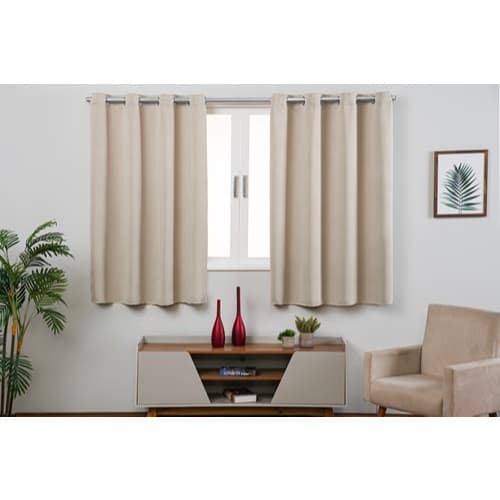 Cortina Blackout Corta Luz Quarto Sala Decorativa 3,00x2,80 Ilhós Cromado - Palha