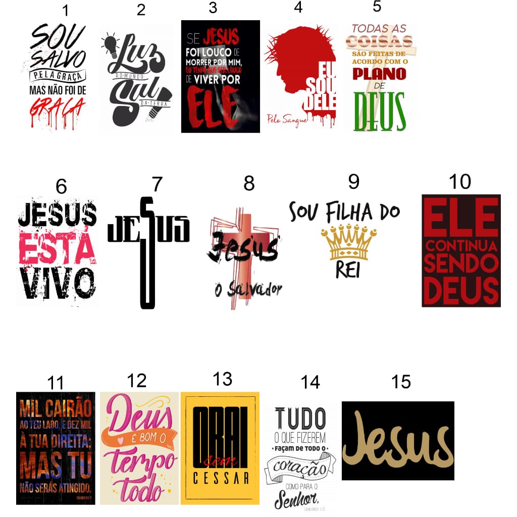 15 Estampas Sublimaticas Para Camisetas Gospel Impressas Prontas