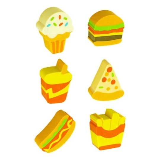 Borracha Escolar Fast Food Com 6 Unidades