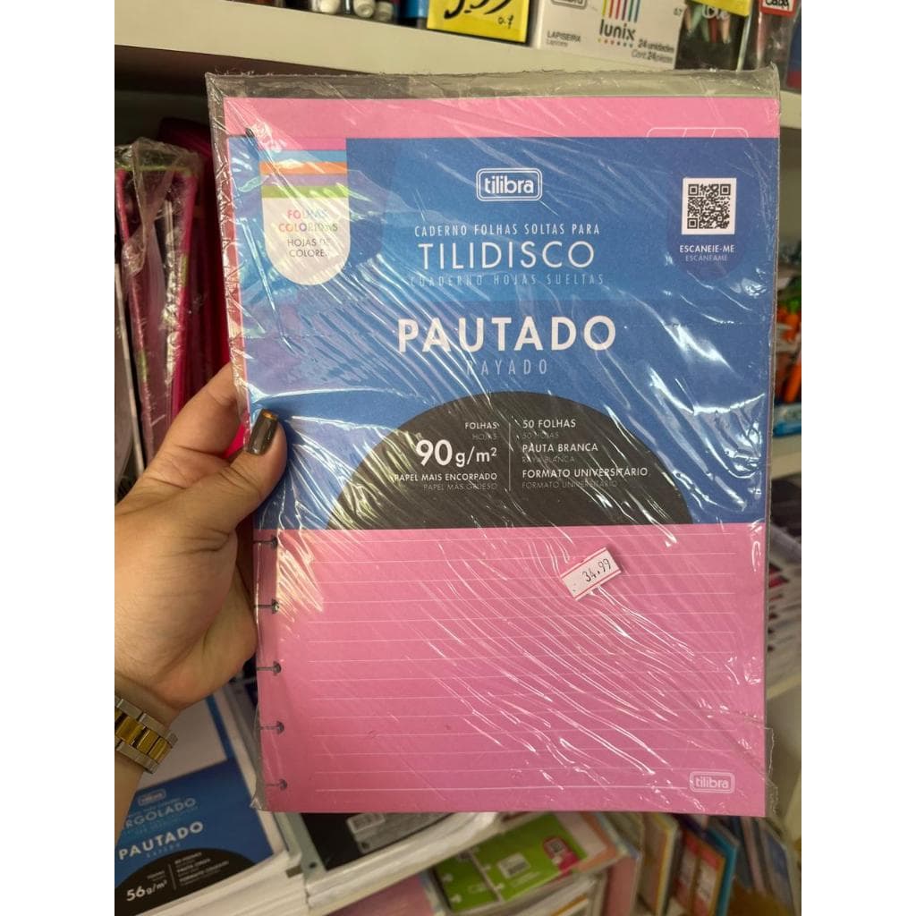 REFIL CADERNO TILIDISCO PAUTADO COLORIDO