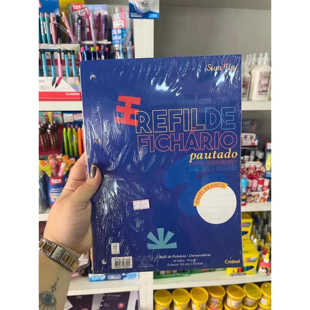 REFIL PARA  FICHARIO UNIVERSITARIO GRANDE PAUTADO 90 GR