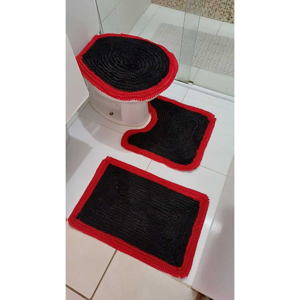 Conjunto de banheiro Frufru Preto com bordas