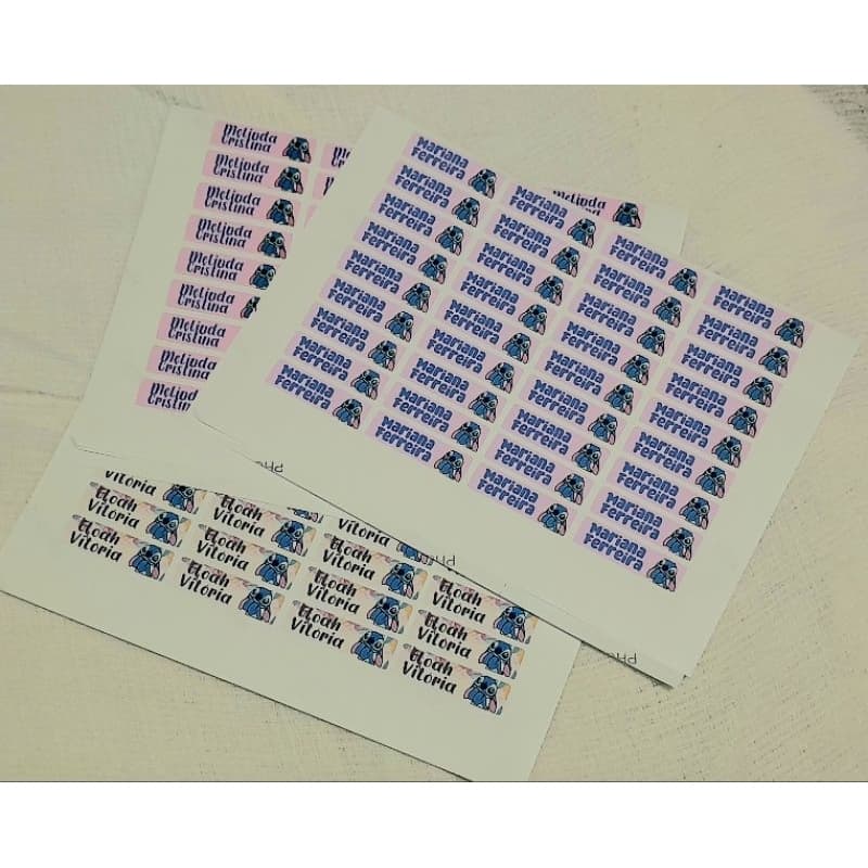 Kit 72 Etiquetas Escolares Personalizadas Ideal para Material Escolar Papel Fotográfico Resistente à água